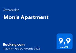 Booking.com Traveller Review Award 2026 für Moni’s Apartment mit 9,9 von 10 Punkten